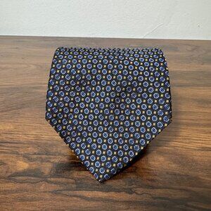 Lauren Ralph Lauren Blue 100% Silk Neck Tie Geometric Pattern  Made in the USA